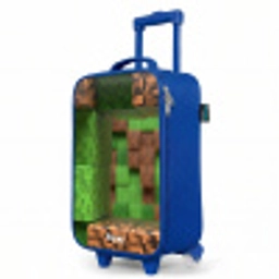 Close-up met pixelachtige blokken Kinderkoffer - Blauw klein -productfoto_schuin