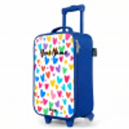 Gekleurde hartjes Kinderkoffer - Blauw klein -productfoto_schuin