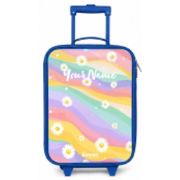 Madeliefjes op regenboogachtergrond Kinderkoffer - Blauw klein -zz3dotto