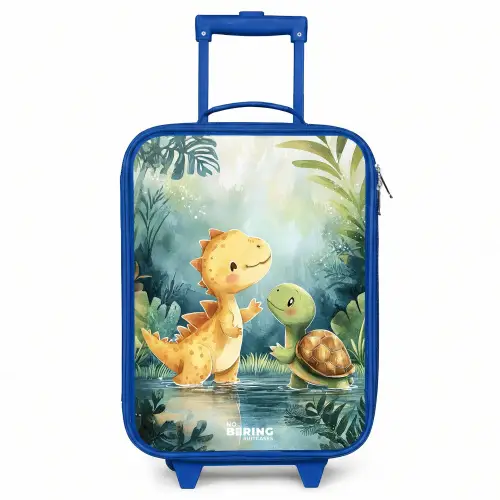 Dino - Schildpad - Jungle Kinderkoffer - Blauw klein -3d