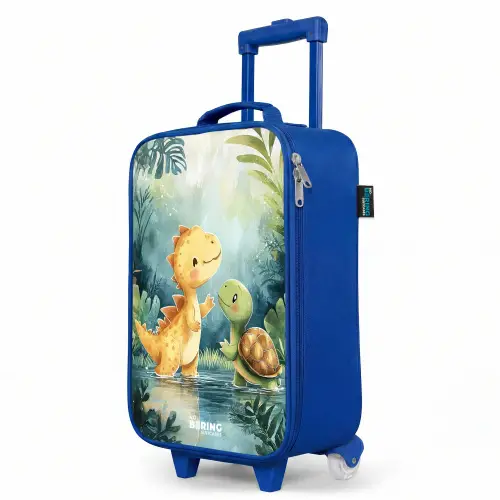 Dino - Schildpad - Jungle Kinderkoffer - Blauw klein -productfoto_schuin