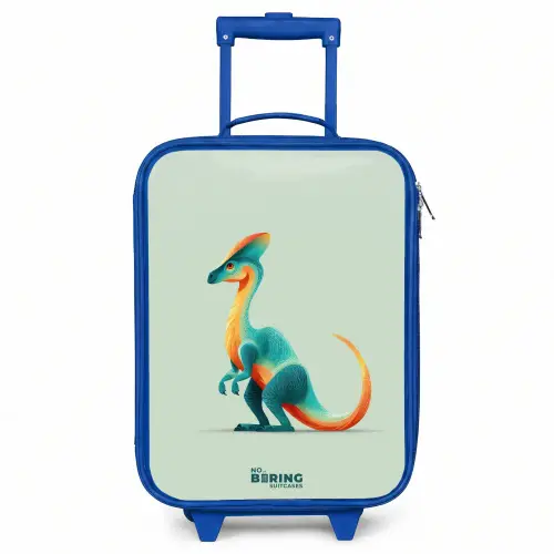 Elegante dino met kam Kinderkoffer - Blauw klein -3d