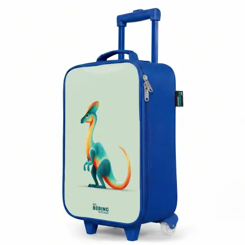 Elegante dino met kam Kinderkoffer - Blauw klein -productfoto_schuin