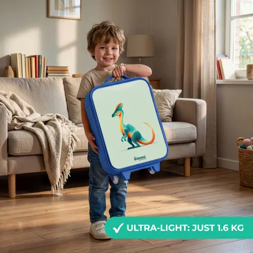 Elegante dino met kam Kinderkoffer - Blauw klein -sfeer2_EN