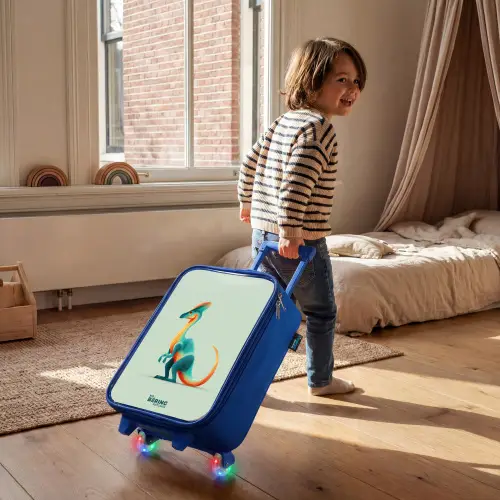 Elegante dino met kam Kinderkoffer - Blauw klein -sfeer1
