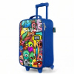 Expressief en druk patroon met monsters Kinderkoffer - Blauw klein -productfoto_schuin