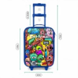 Expressief en druk patroon met monsters Kinderkoffer - Blauw klein -productfoto_formaten