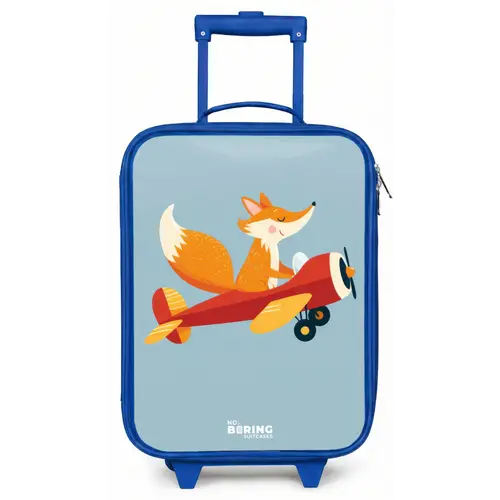 Vos - Vliegtuig - Vliegen Kinderkoffer - Blauw klein -zz3dotto