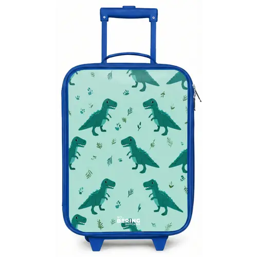 Vriendelijke T. rex tussen sporen Kinderkoffer - Blauw klein -zz3dotto