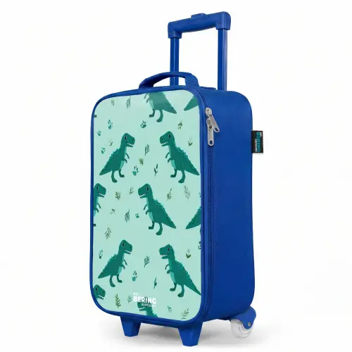 Vriendelijke T. rex tussen sporen Kinderkoffer - Blauw klein -productfoto_schuin