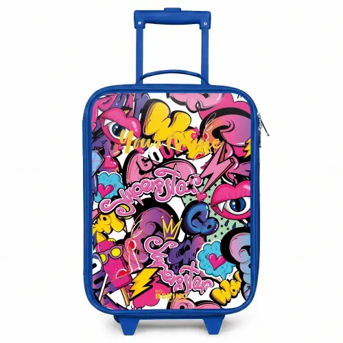 Girly graffiti Kinderkoffer - Blauw klein -3d