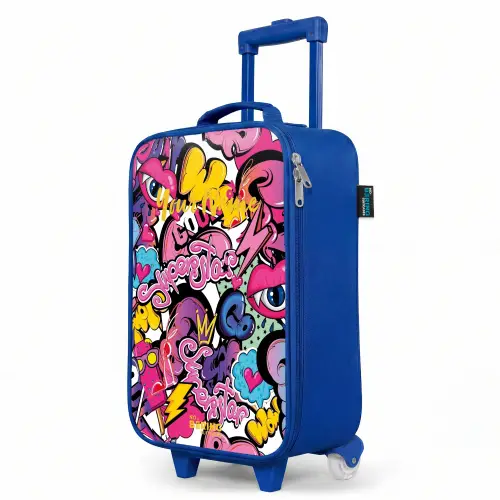 Girly graffiti Kinderkoffer - Blauw klein -productfoto_schuin