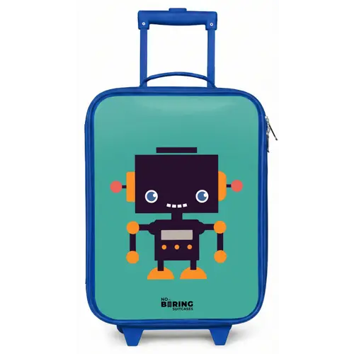 Groene robot Kinderkoffer - Blauw klein -zz3dotto