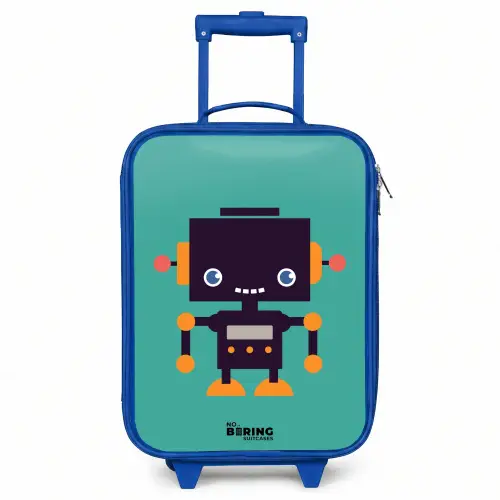 Groene robot Kinderkoffer - Blauw klein -3d