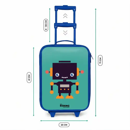 Groene robot Kinderkoffer - Blauw klein -productfoto_formaten