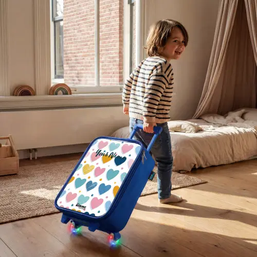 Hartenpatroon Kinderkoffer - Blauw klein -sfeer1