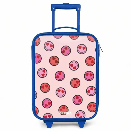 Hartje - Smiley - Patroon Kinderkoffer - Blauw klein -3d