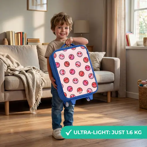 Hartje - Smiley - Patroon Kinderkoffer - Blauw klein -sfeer2_EN