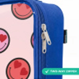 Hartje - Smiley - Patroon Kinderkoffer - Blauw klein -rits_EN