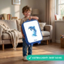 Springende blauwe dolfijn Kinderkoffer - Blauw klein -sfeer2_EN