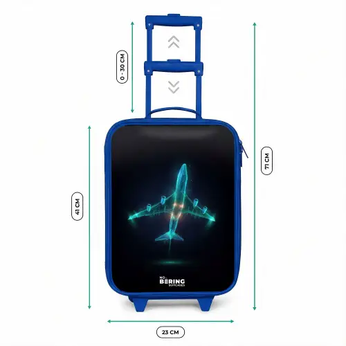 Lichtgevend vliegtuig Kinderkoffer - Blauw klein -productfoto_formaten
