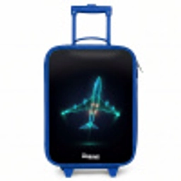 Lichtgevend vliegtuig Kinderkoffer - Blauw klein -3d