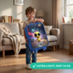 Vrolijk buitenaards wezentje Kinderkoffer - Blauw klein -sfeer2_EN