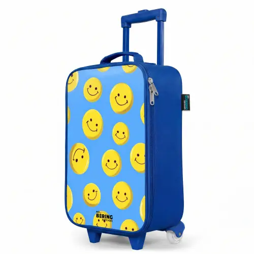 Vrolijke smileyregen Kinderkoffer - Blauw klein -productfoto_schuin