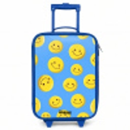 Vrolijke smileyregen Kinderkoffer - Blauw klein -3d
