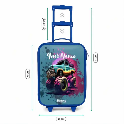 Monster Wheels Kinderkoffer - Blauw klein -productfoto_formaten