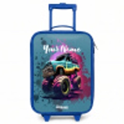 Monster Wheels Kinderkoffer - Blauw klein -3d