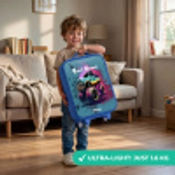 Monster Wheels Kinderkoffer - Blauw klein -sfeer2_EN