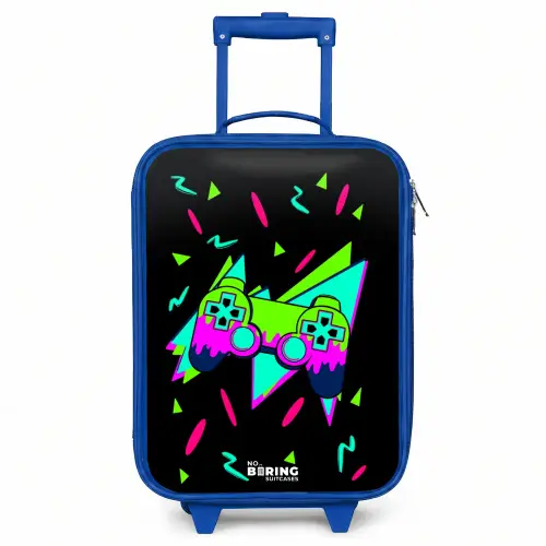 Neon controller op zwart Kinderkoffer - Blauw klein -3d