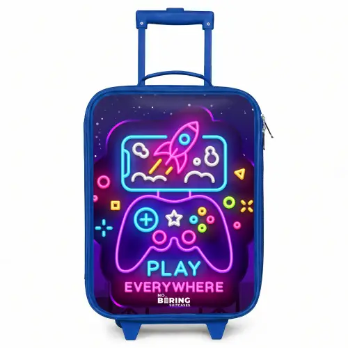 Neonbord met controller Kinderkoffer - Blauw klein -3d