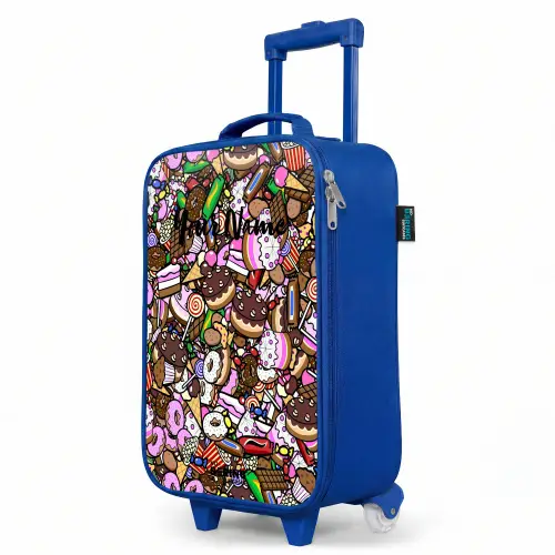 Overvol patroon met lekkernijen Kinderkoffer - Blauw klein -productfoto_schuin