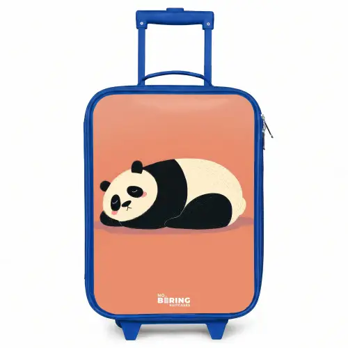 Panda - Slapen - Oranje Kinderkoffer - Blauw klein -3d