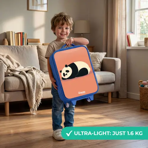 Panda - Slapen - Oranje Kinderkoffer - Blauw klein -sfeer2_EN