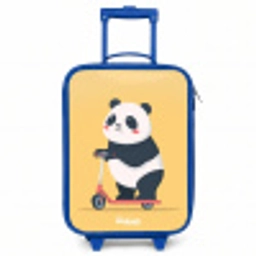 Panda - Step - Geel Kinderkoffer - Blauw klein -3d