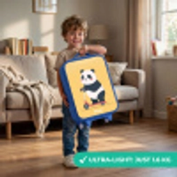 Panda - Step - Geel Kinderkoffer - Blauw klein -sfeer2_EN
