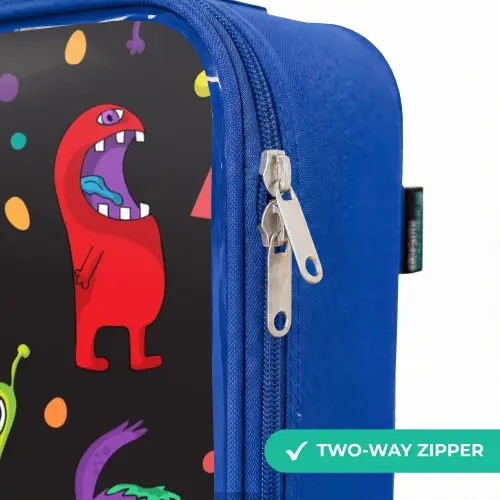 Patroon van monsters Kinderkoffer - Blauw klein -rits_EN