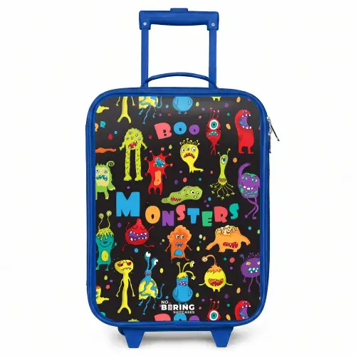 Patroon van monsters Kinderkoffer - Blauw klein -3d