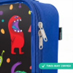 Patroon van monsters Kinderkoffer - Blauw klein -rits_EN