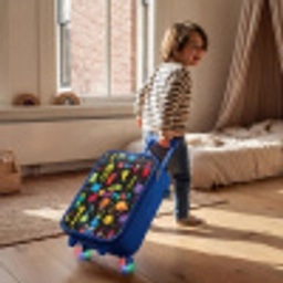 Patroon van monsters Kinderkoffer - Blauw klein -sfeer1