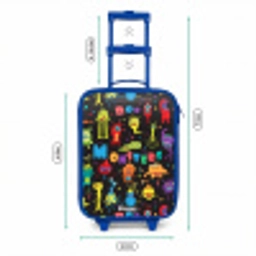 Patroon van monsters Kinderkoffer - Blauw klein -productfoto_formaten