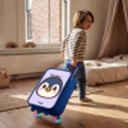 Pinguïn Kinderkoffer - Blauw klein -sfeer1