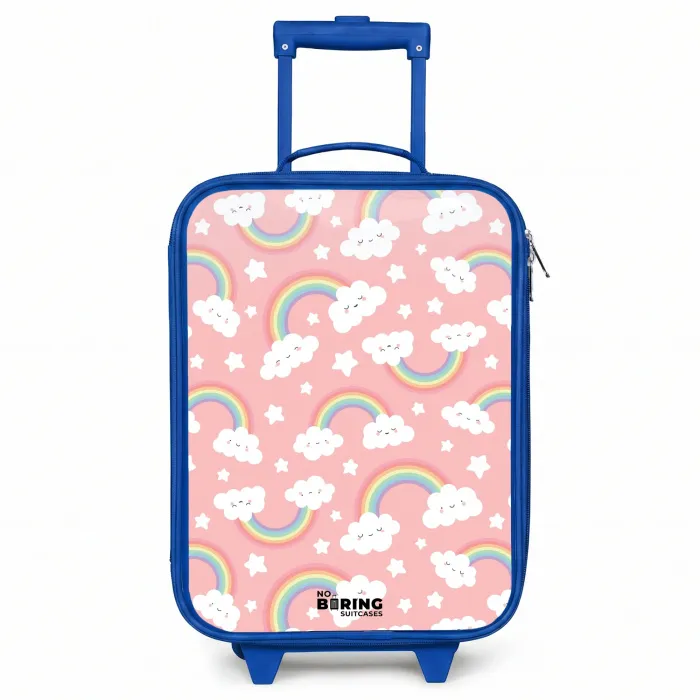 Roze met regenboog patroon Kinderkoffer - Blauw klein -3d
