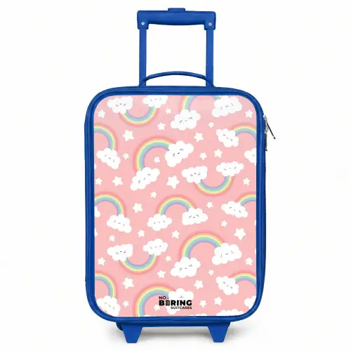 Roze met regenboog patroon Kinderkoffer - Blauw klein -3d