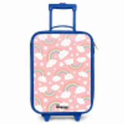 Roze met regenboog patroon Kinderkoffer - Blauw klein -3d