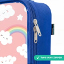 Roze met regenboog patroon Kinderkoffer - Blauw klein -rits_EN