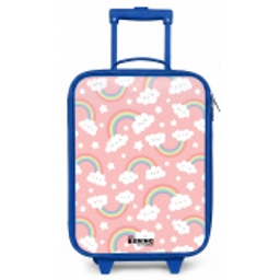 Roze met regenboog patroon Kinderkoffer - Blauw klein -zz3dotto